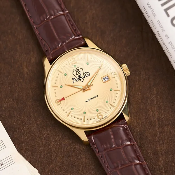 Đồng Hồ Nam Delbana Della Balda 40mm Watch 42601.722.6.014 Màu Nâu Phối Vàng