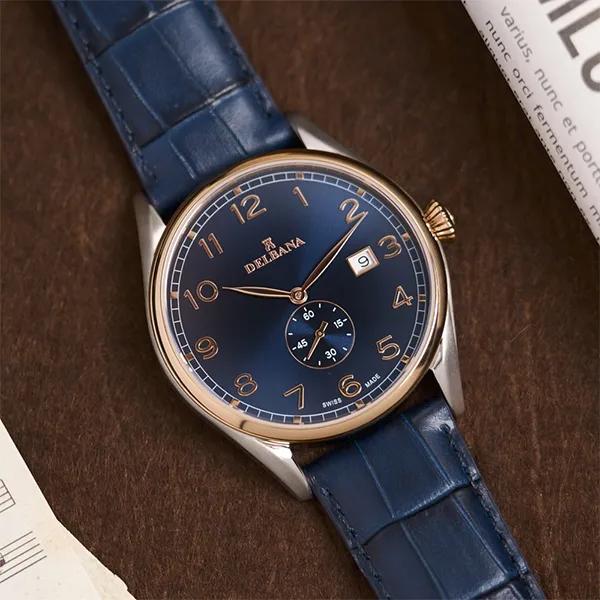Đồng Hồ Nam Delbana Fiorentino 42mm Watch 53601.682.6.042 Màu Xanh Navy Phối Vàng Hồng