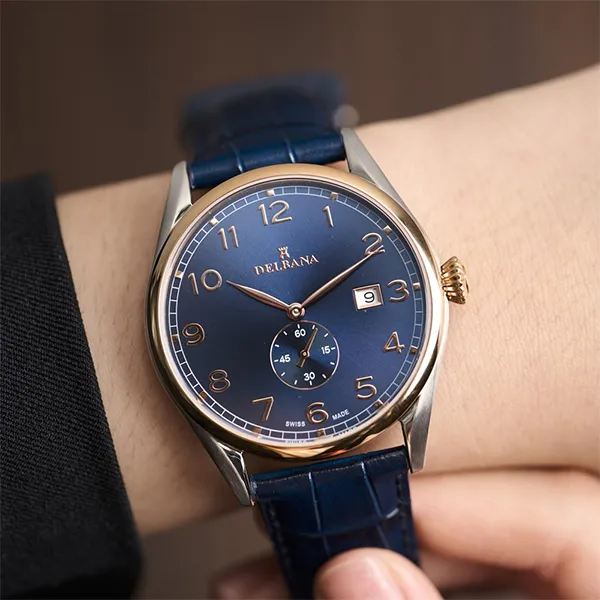 Đồng Hồ Nam Delbana Fiorentino 42mm Watch 53601.682.6.042 Màu Xanh Navy Phối Vàng Hồng