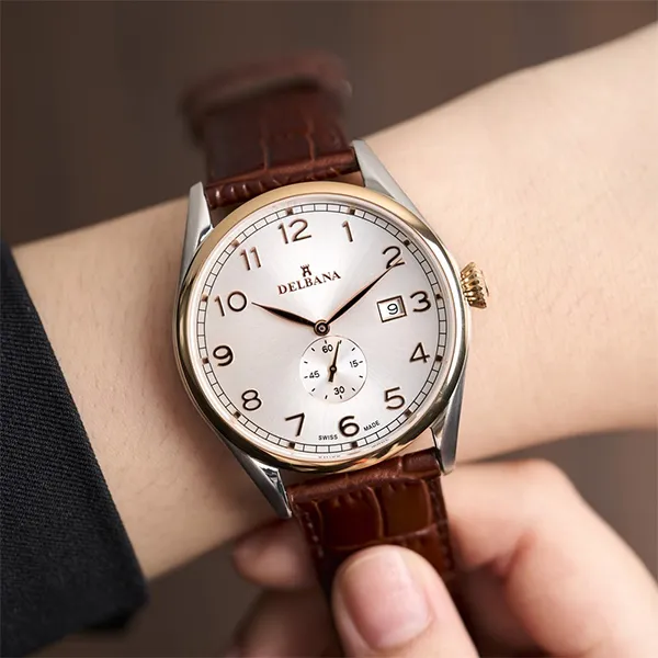 Đồng Hồ Nam Delbana Fiorentino 42mm Watch 53601.682.6.062 Màu Nâu Phối Vàng Hồng