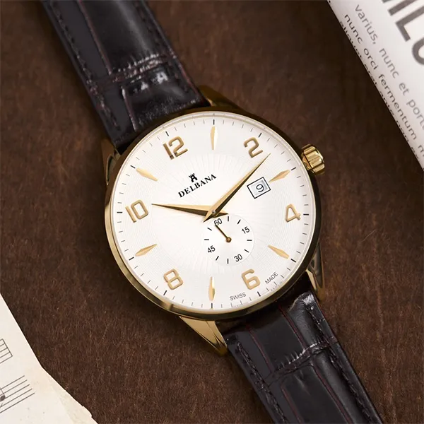 Đồng Hồ Nam Delbana Retro 42mm Watch 42601.622.6.064 Màu Đen Phối Vàng