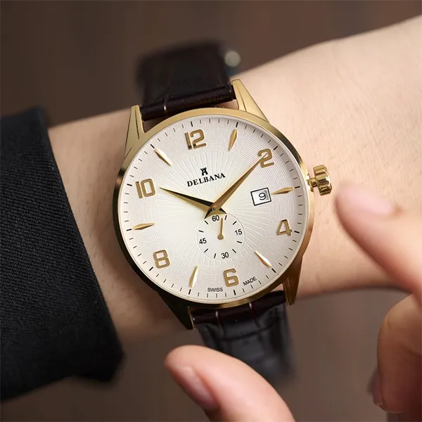 Đồng Hồ Nam Delbana Retro 42mm Watch 42601.622.6.064 Màu Đen Phối Vàng