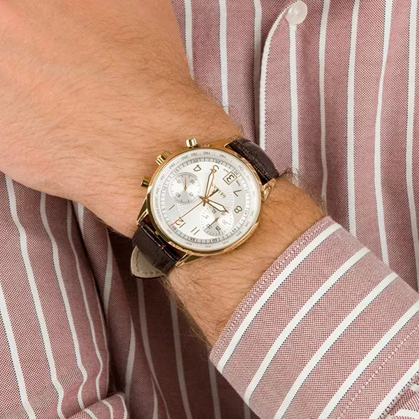 Đồng Hồ Nam Delbana Retro Chronograph 42mm Watch 42601.672.6.064 Màu Đen Phối Vàng
