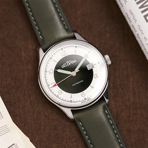 Đồng Hồ Nam Delbana Rotonda 40mm Watch 41603.722.6.149 Màu Xanh Rêu Phối Bạc