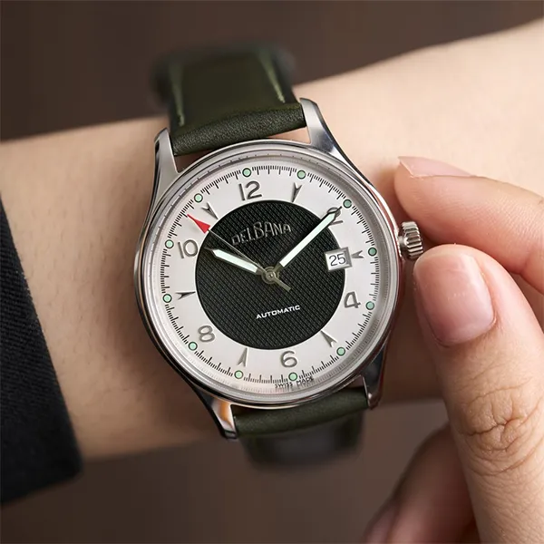 Đồng Hồ Nam Delbana Rotonda 40mm Watch 41603.722.6.149 Màu Xanh Rêu Phối Bạc
