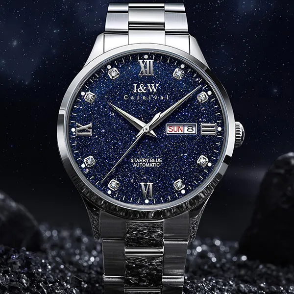 Đồng Hồ Nam I&W Carnival IW658G-DT (IW658G3) Automatic Màu Xanh Bạc - Đồng hồ - Vua Hàng Hiệu