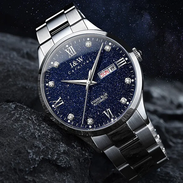 Đồng Hồ Nam I&W Carnival IW658G-DT (IW658G3) Automatic Màu Xanh Bạc - Đồng hồ - Vua Hàng Hiệu