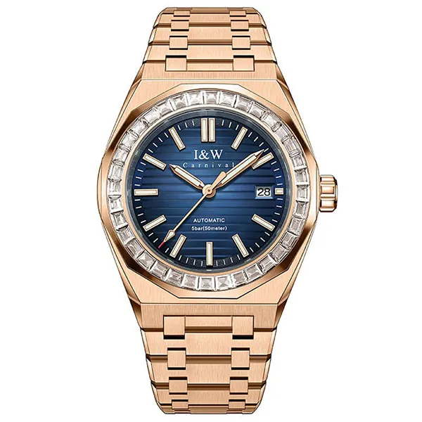 Đồng Hồ Nam I&W Carnival IW733G-DT – Automatic (IW733G4) Xanh Navy/Vàng Hồng