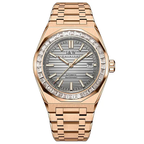 Đồng Hồ Nam I&W Carnival IW733G-DT – Automatic (IW733G5) Xám/Vàng Hồng