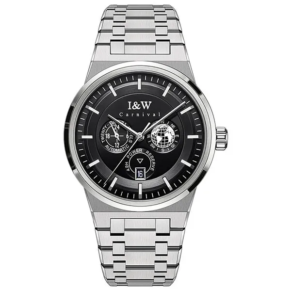 Đồng Hồ Nam I&W Carnival IW782G-DT – Automatic (IW782G12) Màu Đen Bạc