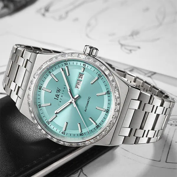 Đồng Hồ Nam I&W Carnival Steel Strap Automatic IW779G-DT (IW779G1) Màu Bạc Phối Xanh