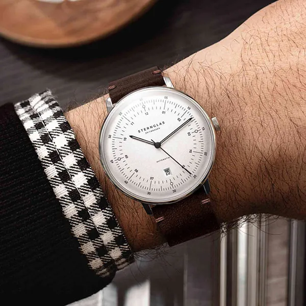 Đồng Hồ Nam Sternglas Hamburg Automatik Silver S02-HH10-VI11 - 42mm Màu Nâu Bạc