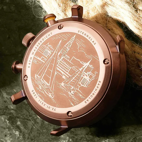Đồng Hồ Nam Sternglas Hamburg Chrono Dark Green S01-HC35-VI17 42mm Màu Nâu Xanh
