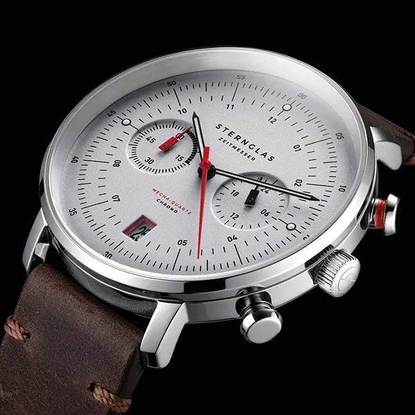Đồng Hồ Nam Sternglas Hamburg Chrono Mecha Quartz Silver S01-HC10-VI11 42mm Màu Nâu Trắng