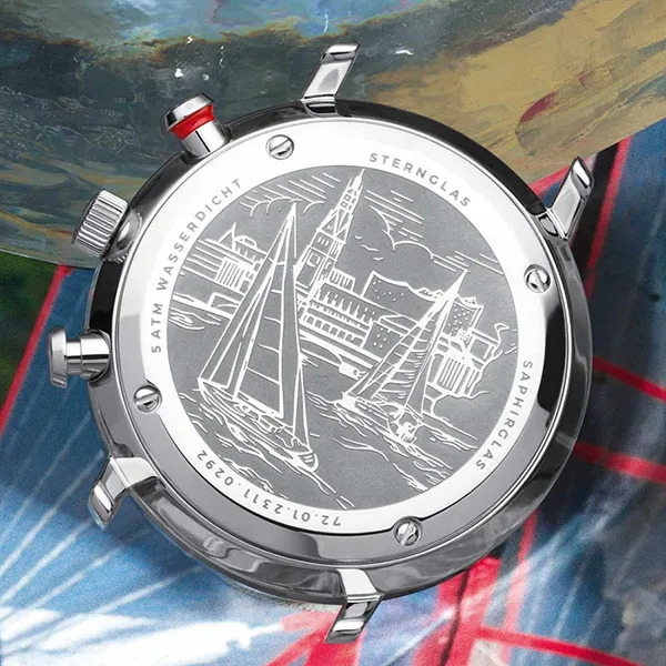 Đồng Hồ Nam Sternglas Hamburg Chrono Mecha Quartz Silver S01-HC10-VI11 42mm Màu Nâu Trắng