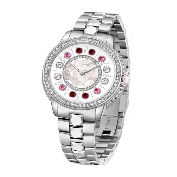 Đồng Hồ Nữ Fendi Ishine Diamond Watch F121024500C2T01 Màu Bạc Phối Đỏ - Đồng hồ - Vua Hàng Hiệu