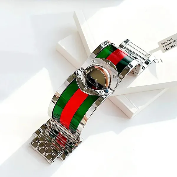 Đồng Hồ Nữ Gucci Twirl 112 Black Dial Green Red YA112517 Phối Màu Xanh/Đỏ/Bạc