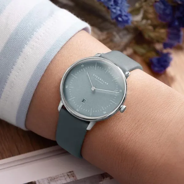 Đồng Hồ Nữ Sternglas Naos XS Edition Flora Ice Blue S01-NDF17-KL10 Màu Xanh Lục
