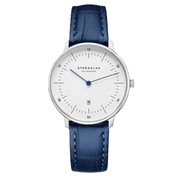 Đồng Hồ Nữ Sternglas Naos XS Silver Noble Dark Blue Leather S01-ND01-NB02 Màu Xanh Trắng