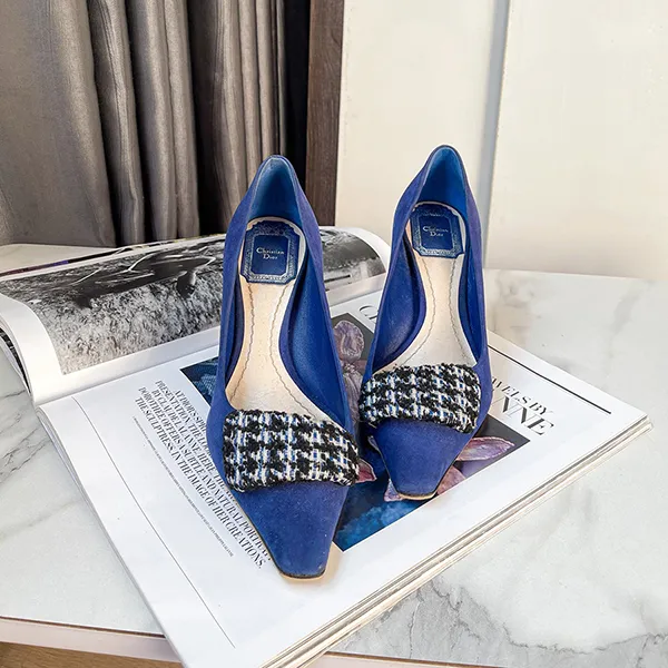 Giày Cao Gót Nữ Christian Dior Angular Barrette Buckle Pumps Màu Xanh Blue Size 35 - Giày - Vua Hàng Hiệu