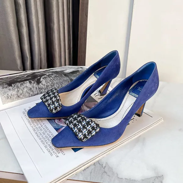 Giày Cao Gót Nữ Christian Dior Angular Barrette Buckle Pumps Màu Xanh Blue Size 35 - Giày - Vua Hàng Hiệu