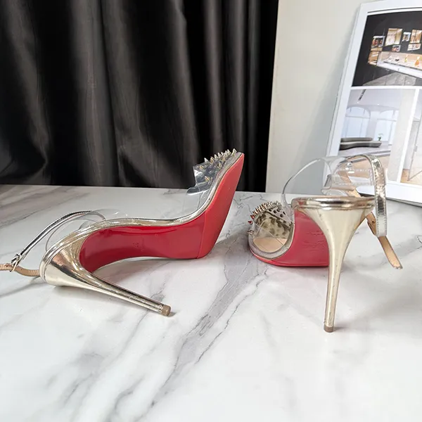 Giày Cao Gót Nữ Christian Louboutin Transparent/ Silver PVC And Leather Spikoo Pumps Màu Trong Suốt Size 37 - Giày - Vua Hàng Hiệu
