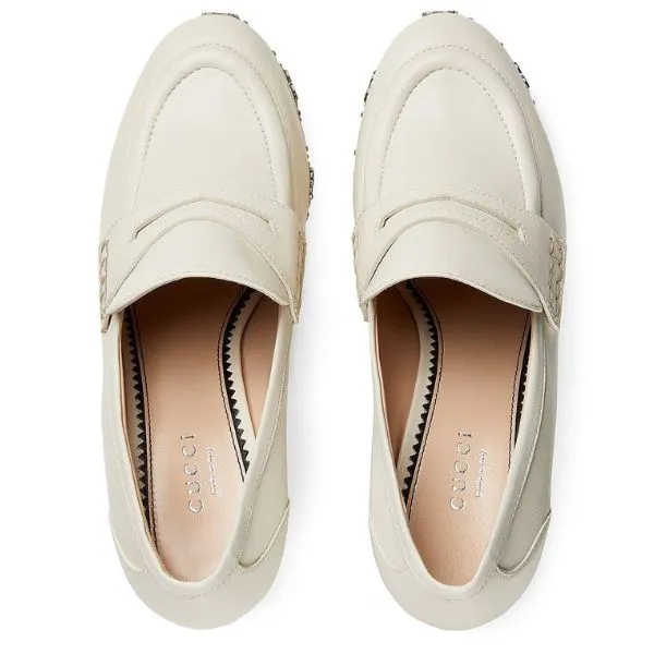 Giày Cao Gót Nữ Gucci Women's Platform Loafer With GG Studs Màu Trắng Size 35.5 - Giày - Vua Hàng Hiệu