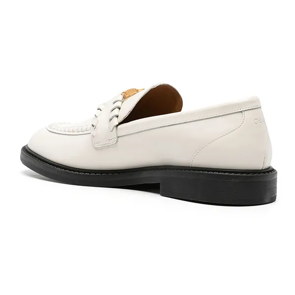 Giày Lười Nữ Chloé Marcie Embellished Leather Loafers CHC23A911EY Màu Trắng Size 35.5