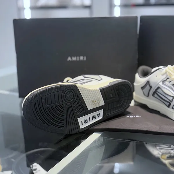 Giày Sneaker Nam Amiri Skel Top Low Panelled Leather In Grey - AIPS24M005WBB Màu Đen Trắng Size 40