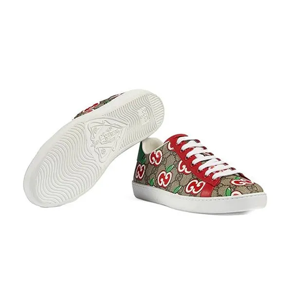 Giày Sneaker Nữ Gucci Ace With GG Apple Print Beige 6278602BQ108480 Màu Be Đỏ Size 36 - Giày - Vua Hàng Hiệu