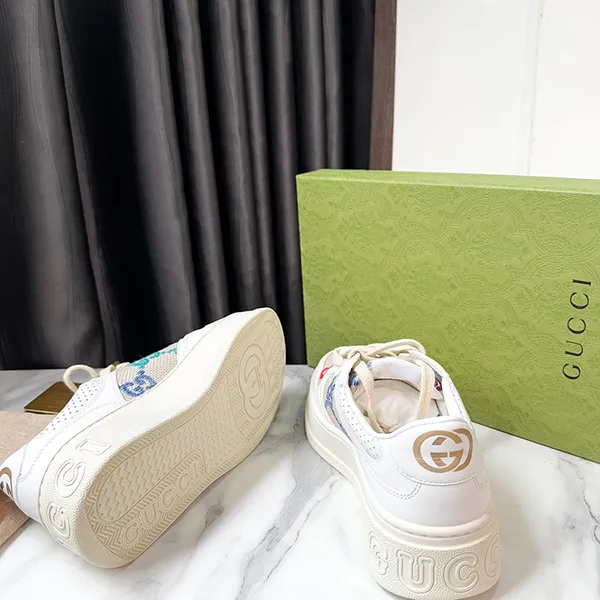 Giày Sneaker Nữ Gucci Multi Colored Canvas Màu Trắng Họa Tiết Size 37.5