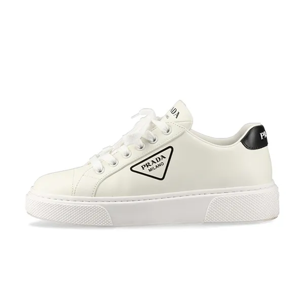 Giày Sneaker Nữ Prada Leather White 1E868M Triangle Logo Màu Trắng Size 38 - Giày - Vua Hàng Hiệu