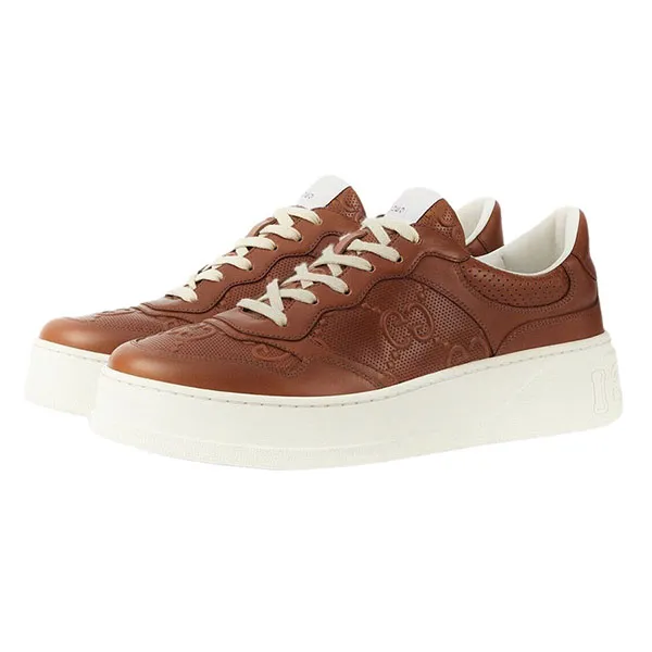 Giày Thể Thao Nam Gucci GG Leather 726544AABBV2 742 Màu Nâu Size 5.5