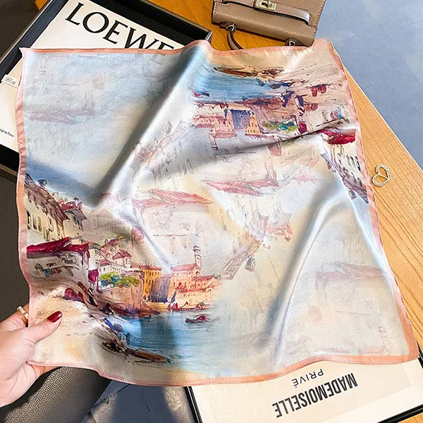 Khăn Choàng Lụa Kya Jewel Dreamy Town 53 x 53cm SC49 Phối Màu - Thời trang - Vua Hàng Hiệu