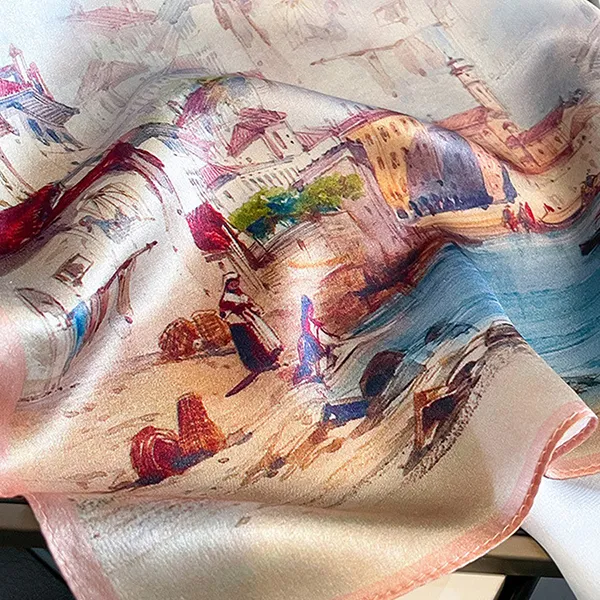 Khăn Choàng Lụa Kya Jewel Dreamy Town 53 x 53cm SC49 Phối Màu - Thời trang - Vua Hàng Hiệu
