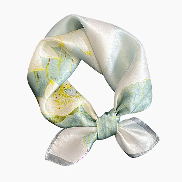 Khăn Choàng Lụa Kya Jewel Elegant Lotus 53 x 53cm SC27 Màu Xanh Nhạt - Thời trang - Vua Hàng Hiệu
