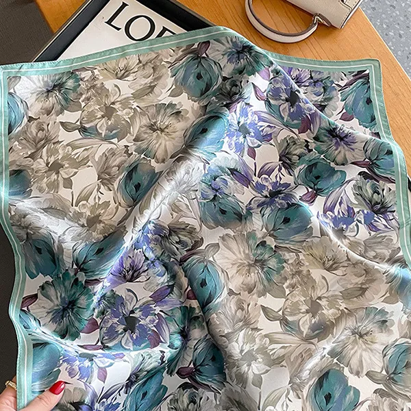 Khăn Choàng Lụa Kya Jewel Vibrant Garden 53 x 53cm SC51 Màu Xanh - Thời trang - Vua Hàng Hiệu
