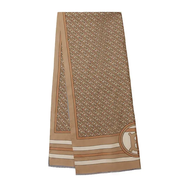 Khăn Quàng Cổ Burberry Reversible Monogram Print Silk Scarf 80396191 Màu Xanh - Be - Thời trang - Vua Hàng Hiệu