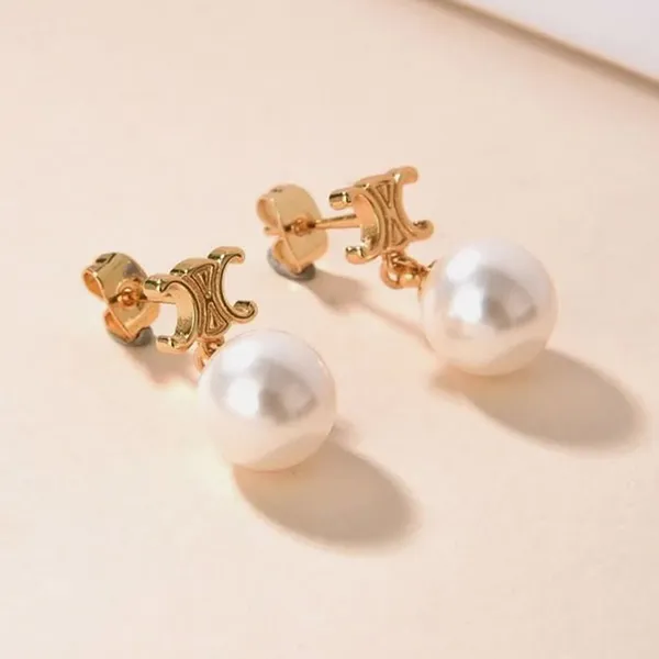 Khuyên Tai Nữ Celine Earrings In Brass Màu Vàng - Trang sức - Vua Hàng Hiệu