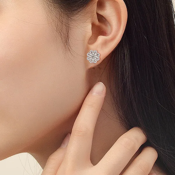 Khuyên Tai Nữ Kya Jewel Sparkling Flower SE124 Màu Bạc - Trang sức - Vua Hàng Hiệu