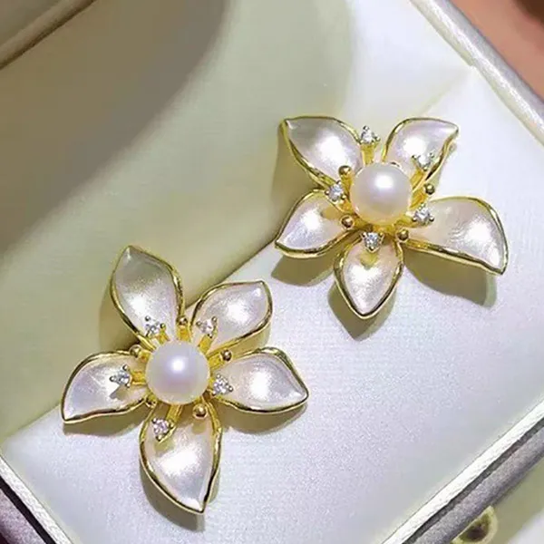 Khuyên Tai Nữ Kya Jewel Blooming Pearl PE35 Màu Vàng Trắng