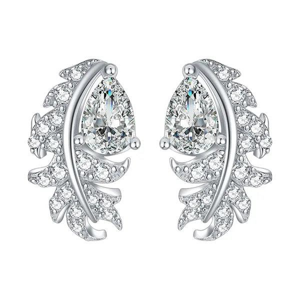 Khuyên Tai Nữ Kya Jewel Feather Elegance SE123 Màu Bạc