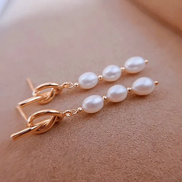 Khuyên Tai Nữ Kya Jewel Knot Pearl PE46 Màu Vàng Trắng