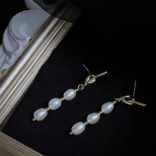 Khuyên Tai Nữ Kya Jewel Knot Pearl PE46 Màu Vàng Trắng