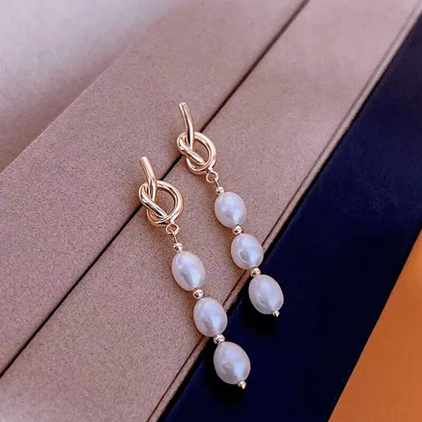 Khuyên Tai Nữ Kya Jewel Knot Pearl PE46 Màu Vàng Trắng