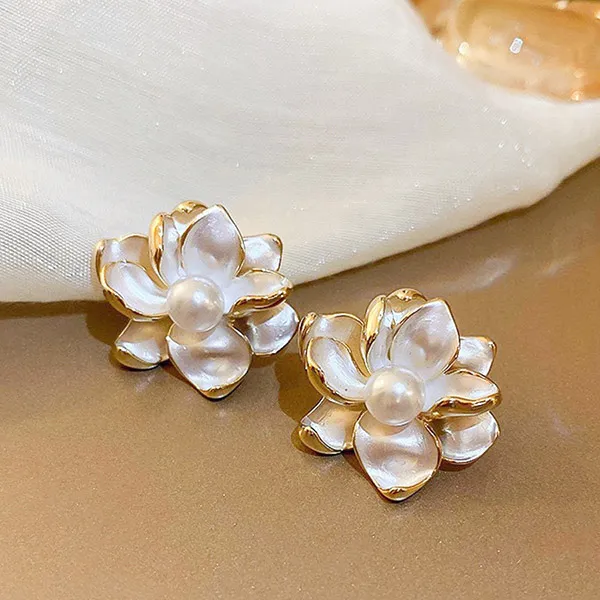 Khuyên Tai Nữ Kya Jewel Lotus Blossom PE37 Màu Vàng Trắng - Trang sức - Vua Hàng Hiệu