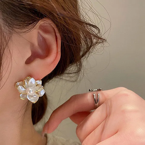 Khuyên Tai Nữ Kya Jewel Lotus Blossom PE37 Màu Vàng Trắng - Trang sức - Vua Hàng Hiệu