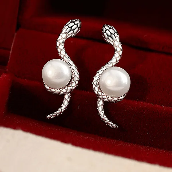 Khuyên Tai Nữ Kya Jewel Serpent’s Whisper PE48 Màu Bạc Trắng - Trang sức - Vua Hàng Hiệu