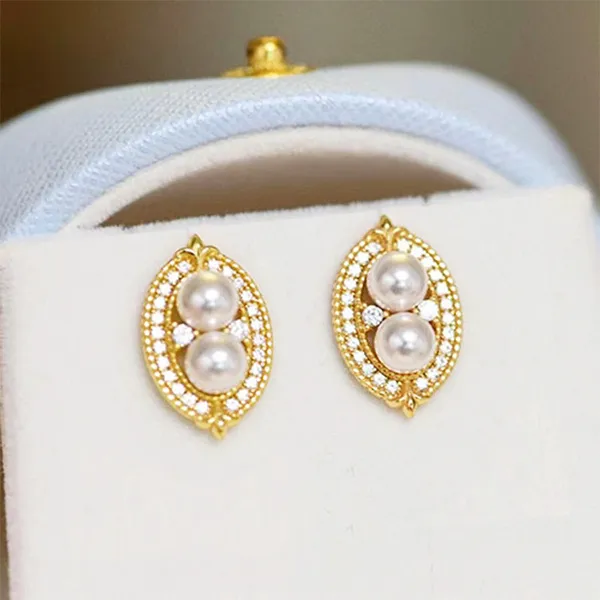 Khuyên Tai Nữ Kya Jewel Sparkling Pearl PE38 Màu Vàng Trắng - Trang sức - Vua Hàng Hiệu