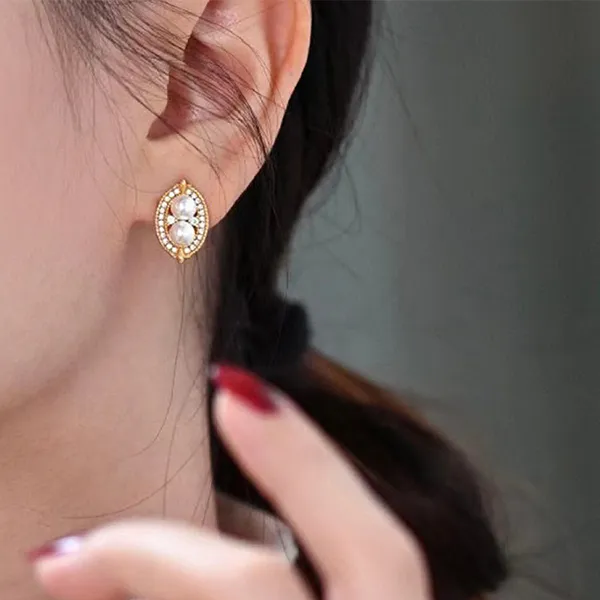 Khuyên Tai Nữ Kya Jewel Sparkling Pearl PE38 Màu Vàng Trắng - Trang sức - Vua Hàng Hiệu